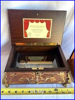 1 Vintage Swiss Reuge Wood Inlay Music Box Plays 3 Phantom of the Opera songs