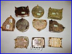 10 Music Box Lot Cats Dogs (Derick Bown) Cameos Gilded Painted VGC Footed Nice