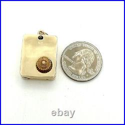 14k Gold Music Box Charm Pendant Wind Up Mechanical Plays Wedding March Vintage