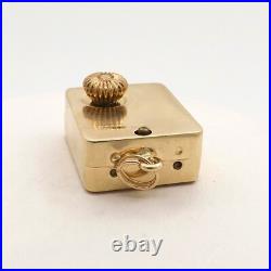 14k Gold Music Box Charm Pendant Wind Up Mechanical Plays Wedding March Vintage