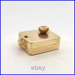 14k Gold Music Box Charm Pendant Wind Up Mechanical Plays Wedding March Vintage