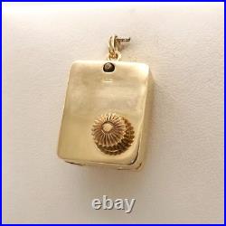 14k Gold Music Box Charm Pendant Wind Up Mechanical Plays Wedding March Vintage