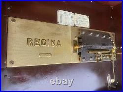 15 1/2 Regina Mahogany Double Comb Disc Floor Model Decorated Music Box