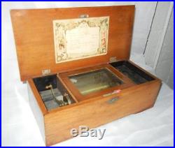 15 Antique 1880's Swiss 8 Song Barrel Music Box Wood Case