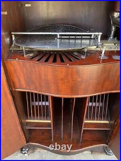 18 1/2 Rare Miraphone Mahogany Music Box With Winged Cupids