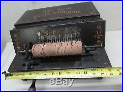 1800s GEM Roller Organ Hand Crank Bellows Wind Music Box Corn Cob Record