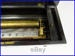 1800s Swiss B A Bremond Music Box Lever Wind Cylinder 6 Song 15496 Etouffoirs