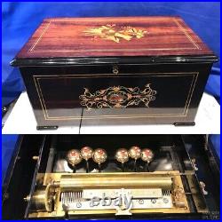 1816 Super Large Antique Key Wind swiss cylinder music box, 8 Airs, Song, 6 Bell