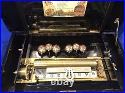 1816 Super Large Antique Key Wind swiss cylinder music box, 8 Airs, Song, 6 Bell