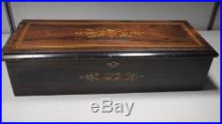 1840 Marque De Fabrique Swiss Antique 12 Airs Music Box -Inlaid Wood -Works