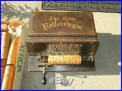1880's Antique The Gem Roller Organ Crank Organ with 22 Cob Song Players
