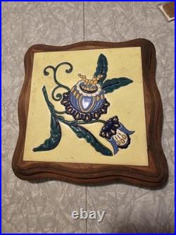 1880s Antique French Tile Music Box Trivet Rare WORKS