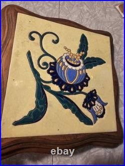1880s Antique French Tile Music Box Trivet Rare WORKS