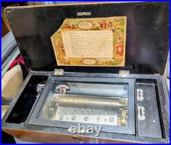 1885-90 Swiss Music Box, 10 Airs, 7 1/2 in Cylinder/works Needs Cleaned