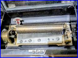 1885-90 Swiss Music Box, 10 Airs, 7 1/2 in Cylinder/works Needs Cleaned