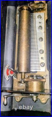 1885-90 Swiss Music Box, 10 Airs, 7 1/2 in Cylinder/works Needs Cleaned