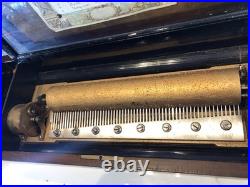 1885 Large Vintage Antique Key Wind swiss cylinder music box, 12 Airs Song