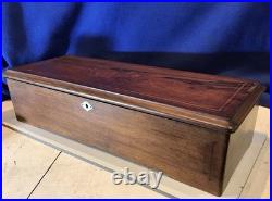 1885 Large Vintage Antique Key Wind swiss cylinder music box, 12 Airs Song