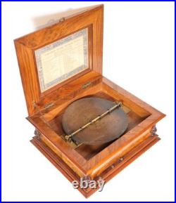 1890 Symphonion Sublime Harmonie Lever-Wind Music Box Burl Walnut Stunning 1890 Symphonion Sublime Harmonie Lever-Wind Music Box Burl Walnut Stunning
