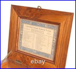 1890 Symphonion Sublime Harmonie Lever-Wind Music Box Burl Walnut Stunning