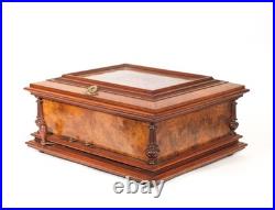 1890 Symphonion Sublime Harmonie Lever-Wind Music Box Burl Walnut Stunning
