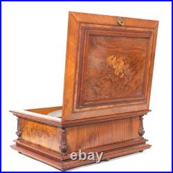 1890 Symphonion Sublime Harmonie Lever-Wind Music Box Burl Walnut Stunning