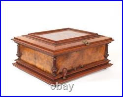 1890 Symphonion Sublime Harmonie Lever-Wind Music Box Burl Walnut Stunning