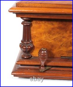 1890 Symphonion Sublime Harmonie Lever-Wind Music Box Burl Walnut Stunning