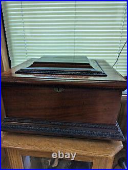 1890's IMPERIAL SYMPHONION 13.5 DISC? Walnut Music Box with5 Discs