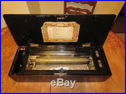 1890's Paillard 23 Antique Swiss Cylinder Music Box WORKS GREAT Condition