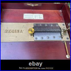 1890s Mahohany Regina Disc Music Box with 12 15-1/2Discs Double Comb