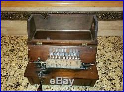1893 WORKING GEM CONCERT ROLLER ORGAN MUSIC BOX WITH 6 COBS. See Video