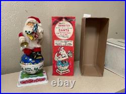 1950s ANIMATED BATTERY OPERATED SANTA ON ROTATING0 GLOBE TOY ORIGINAL BOX JAPAN