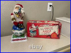 1950s ANIMATED BATTERY OPERATED SANTA ON ROTATING0 GLOBE TOY ORIGINAL BOX JAPAN