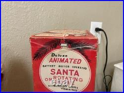 1950s ANIMATED BATTERY OPERATED SANTA ON ROTATING0 GLOBE TOY ORIGINAL BOX JAPAN