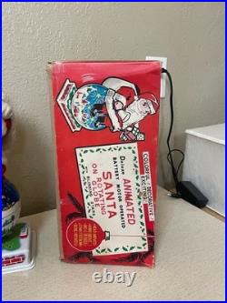1950s ANIMATED BATTERY OPERATED SANTA ON ROTATING0 GLOBE TOY ORIGINAL BOX JAPAN