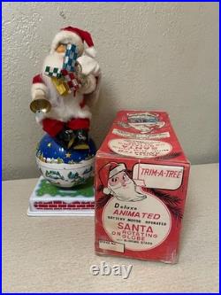 1950s ANIMATED BATTERY OPERATED SANTA ON ROTATING0 GLOBE TOY ORIGINAL BOX JAPAN