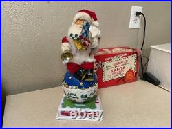 1950s ANIMATED BATTERY OPERATED SANTA ON ROTATING0 GLOBE TOY ORIGINAL BOX JAPAN