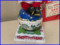 1950s ANIMATED BATTERY OPERATED SANTA ON ROTATING0 GLOBE TOY ORIGINAL BOX JAPAN