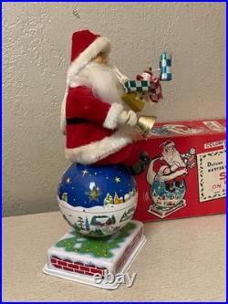 1950s ANIMATED BATTERY OPERATED SANTA ON ROTATING0 GLOBE TOY ORIGINAL BOX JAPAN