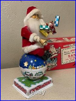 1950s ANIMATED BATTERY OPERATED SANTA ON ROTATING0 GLOBE TOY ORIGINAL BOX JAPAN