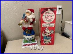 1950s ANIMATED BATTERY OPERATED SANTA ON ROTATING0 GLOBE TOY ORIGINAL BOX JAPAN