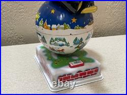 1950s ANIMATED BATTERY OPERATED SANTA ON ROTATING0 GLOBE TOY ORIGINAL BOX JAPAN