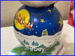 1950s ANIMATED BATTERY OPERATED SANTA ON ROTATING0 GLOBE TOY ORIGINAL BOX JAPAN