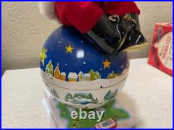1950s ANIMATED BATTERY OPERATED SANTA ON ROTATING0 GLOBE TOY ORIGINAL BOX JAPAN
