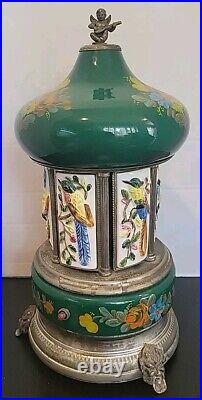 1960s Reuge Blue Lipstick / Cigarette Musical Carousel Swiss Music Box