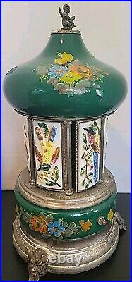 1960s Reuge Blue Lipstick / Cigarette Musical Carousel Swiss Music Box