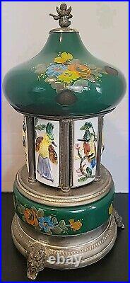 1960s Reuge Blue Lipstick / Cigarette Musical Carousel Swiss Music Box