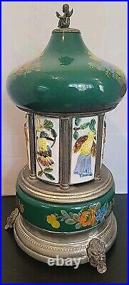 1960s Reuge Blue Lipstick / Cigarette Musical Carousel Swiss Music Box