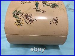 1966 Oval Made-in-Japan Musical Jewelry Box with Dancing-on-Stage Ballerina, Key